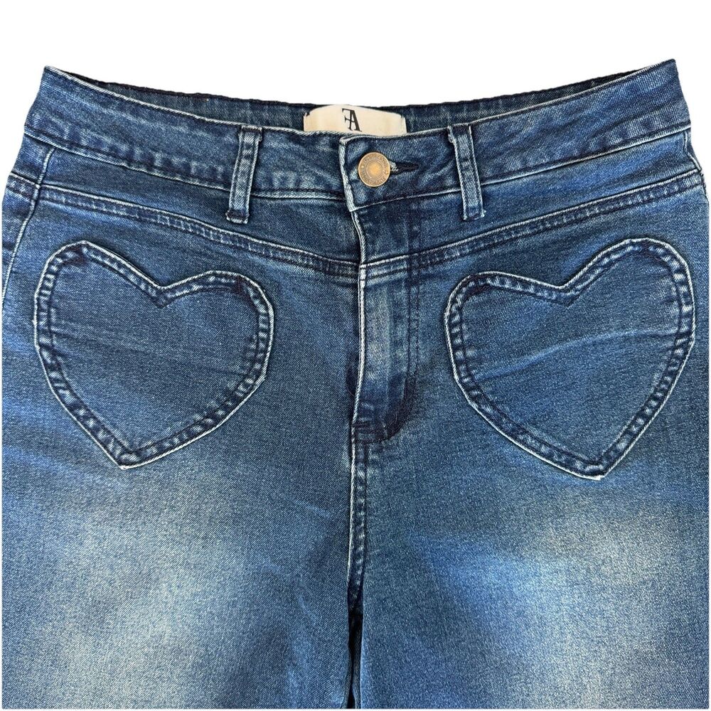Flying Angel Jeans Womens‎ 7/28 Heart Back Pockets Stretch Denim Y2K Flare 32x28